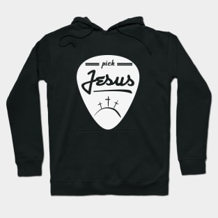 Pick Jesus (Guitar pick satire) White graphic Hoodie